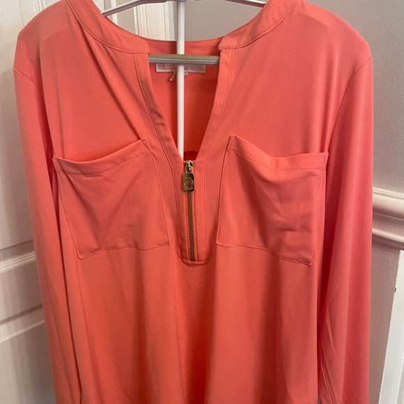 Michael Kors Vibrant Coral Blouse with Zipper - Picture 2 of 7